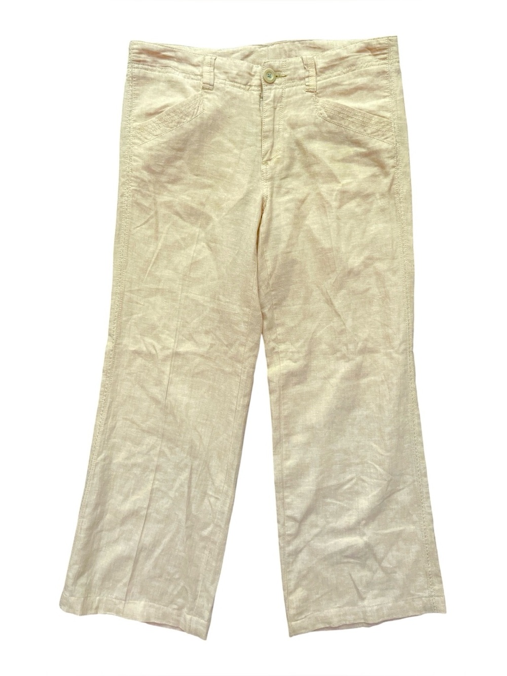 Anthropologie Wide Leg Linen Pants Wheat Lightweight Classic Trousers Size 30